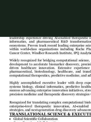 Sample resume: Biotech & Translational Medicine Executive