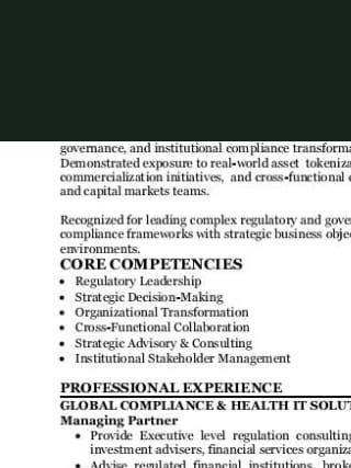 Sample resume: Capital Markets & Digital Assets Executive