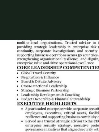 Sample resume: Global Corporate Security Director