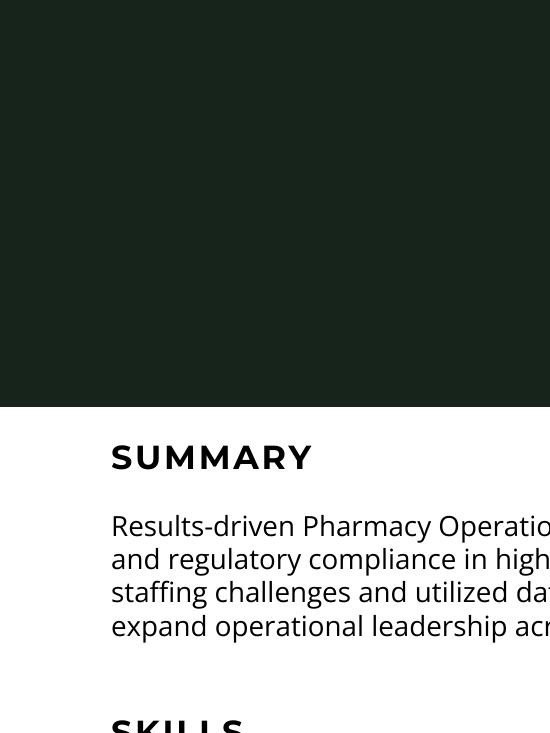 Sample resume: Pharmacy Operations Leader